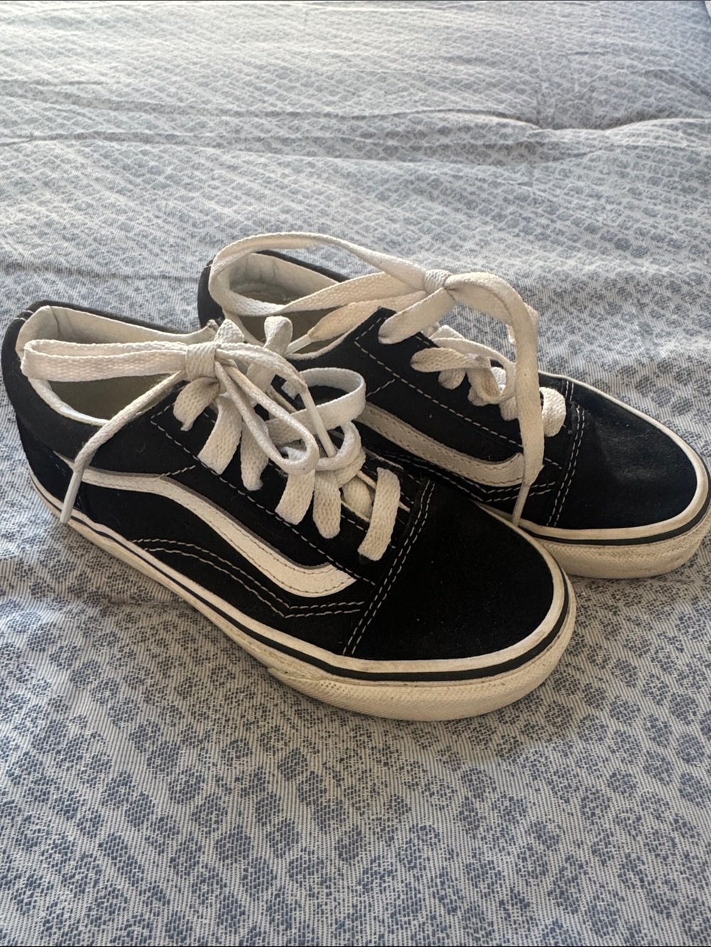 Vans Black and White Low-Top Skate Shoes
